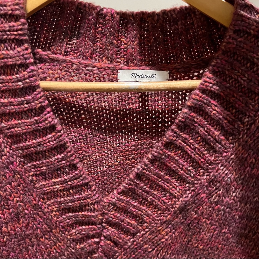Madewell 100% Wool Marled V-Neck Sweater - Size Large - Picture 3 of 5